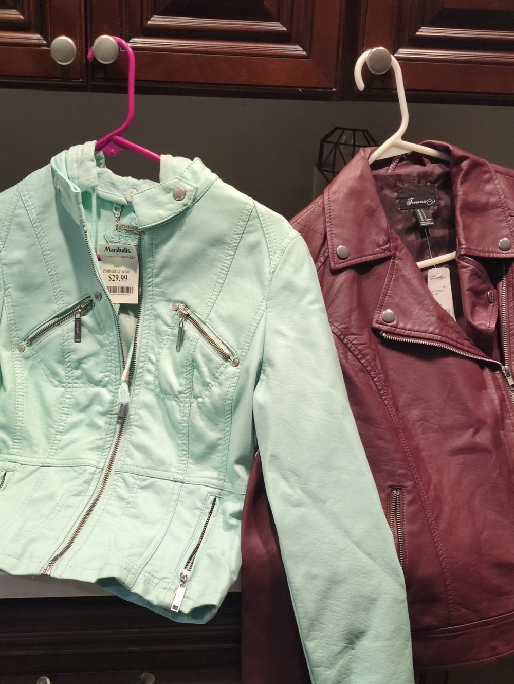 Marshalls Mint Green Girls' Zip-Front Faux Leather Jacket